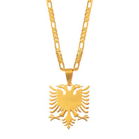 Anniyo 2.9cm Albania Eagle Pendant Necklaces Gold Color & Silver Stainless Steel Jewelry Ethnic for Women Men #068921