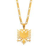 Anniyo 2.9cm Albania Eagle Pendant Necklaces Gold Color & Silver Stainless Steel Jewelry Ethnic for Women Men #068921