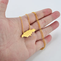 Anniyo Jamaica Map Pendant Necklaces Jewelry Gold Plated Stainless Steel for Women Girls @320721