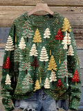Autumn and winter new fashion casual pullover long-sleeve women's shirt Christmas tree pattern flat digital printing fashion wom