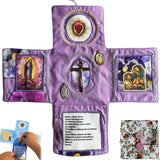 Handcrafted Pocket Devotional - Faith Edition Cross-Shaped Fabric Pouch Sewing Pocket Devotional with Cross Saint Images Prayers