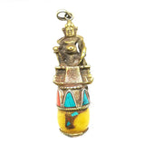 Tibet Ethnic Treasure God Buddha Amulet Pendants Brass Handicrafts TBP504