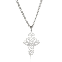 Lotus Flower Pendant Earrings Stainless Steel Unalome Lotus Necklace Choker Chakra Symbol Hindu Lotus Pendant Spiritual Jewelry