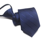 Zipper Ties For Men Women Striped Mens Tie For Business Wedding Skinny Neck Tie Casual Slim Blue deep Light navy blue Necktie