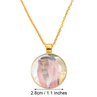 Anniyo Saudi King and Crown Prince Portrait Pendant Necklaces for Women Men Saudi Arabia Jewelry With Glass #D0042