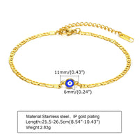 Anklets for Men, Turkey Evil Blue Eye Anklet. Stainless Steel Flat Mariner Link Ancho Chain Bracelet Anklet, Women Jewelry