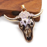 Retro Bull Head Shape Resin Pendants Golden Edge Parcel Design Charms Accessory 1 Pc For DIY Making Trendy Necklace Jewelry Gift