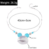 Ethnic Antique Silver Color Moon Choker Necklaces for Women Boho Turquoise Necklace Girls Party Jewelry Gifts