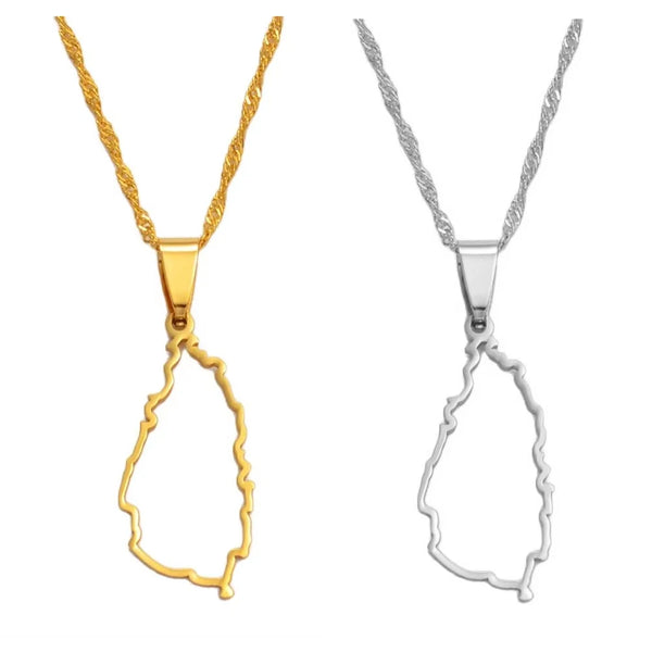 Anniyo Saint Lucia Map Profile Pendant Necklace Women Girl Gold Color Jewelry St. Lucia Cities Pendant Chains Jewellery #121421