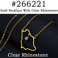 Anniyo Saudi Arabia Map With Green Stone Gold Color Charm Pendant Necklace Kingdom of Saudi Arabia Jewelry Women Girls  #266221