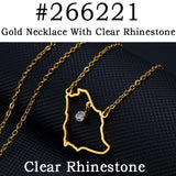 Anniyo Saudi Arabia Map With Green Stone Gold Color Charm Pendant Necklace Kingdom of Saudi Arabia Jewelry Women Girls  #266221