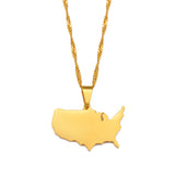 Anniyo American Map Pendant and Necklaces for Women Girls United States Map Jewelry USA #212021