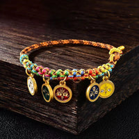 Handmade Tibetan Bracelet Woven Bracelet Tibetan Colorful Rope Handchain Five Way God of Wealth Bangle Adjustable Wristchain New