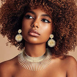 Oversized jewelry exaggerated metal collar choker flower necklace sunflower earrings collar set