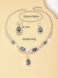Ladies' fashionable design, geometric necklace, earrings, jewelry set suitable for weddings, gatherings, holidays, gifts