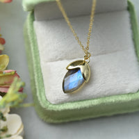 ITSMOS Acorn Natural Crystal Pendant Necklace Amazonite/labradorite Gold-plated Rhombic Simple Necklace Jewelry for Women Gift