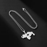 New stainless steel smooth heart-shaped Venezuela map necklace fashion men and women couples titanium steel pendant accessories