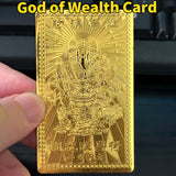Elegant Golden Foil God of Wealth Card - Luxurious Amulet for Prosperity & Good Fortune, Ideal New Year Gift for Friends &Family