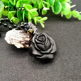 Obsidian Rose Pendant Personalized Black Rose Hand-carved Fashion Couple Rose Pendant High-grade Gifts