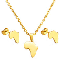 Anniyo Small Map of Africa Jewelry Sets 1.2CM Earrings and 1.6CM Pendant African Wedding Accessories #320001