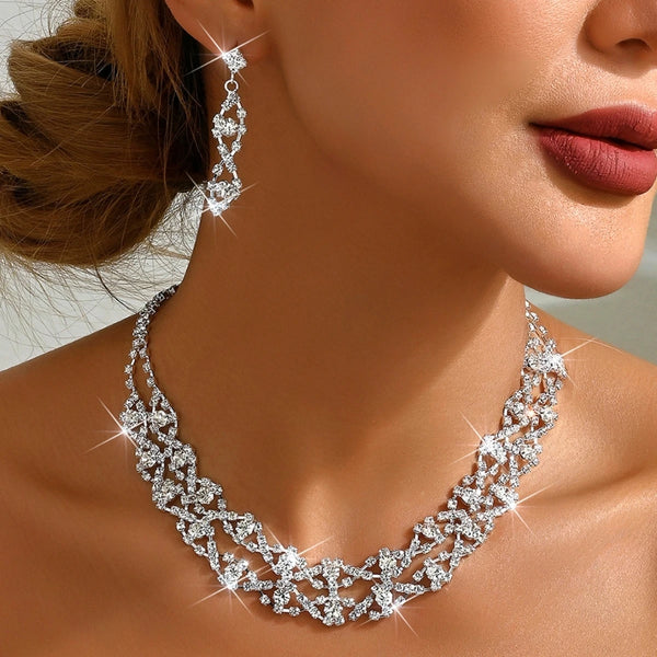 Ladies' light luxury style design necklace, earrings, jewelry set suitable for weddings, gatherings, holidays, gifts