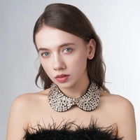 Pearl Beaded Lace Trim Collar Ribbons Women Necklace Wedding Jewelry for Clothes Dress  Beads Crystal Collar Wedding Jewelry