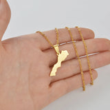 Anniyo 3.2cm Morocco Map Pendant Necklaces Africa Maroc Jewelry Stainless Steel Material #368121