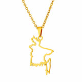 2024 new fashion stainless steel Bangladesh hollow map pendant necklace for men and women geometric titanium steel pendant natio