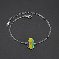 Anniyo 2025 Saint Vincent Map Colorful Flag Bracelet St. Vincent Jewelry Banglets for Women Girls Stainless Steel #002762