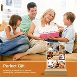 Customizable 8 Photos Acrylic 3D Light Plaque Family Warm Display Picture Frame With Wooden Base Ideal Memorial Couples Gift