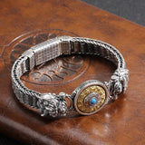 New Silver Color China-Chic Bracelet Bagua Pixiu Om Mani Padme Hum Retro and Old Fashionable Fashion Hegemonic Jewelry