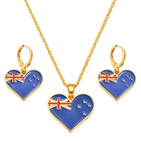 Anniyo Surinam Jamaica Australia Flag Heart Pendant Necklaces and Earrings for Women Girls,I Lve My Country,National Day #188216