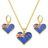 Anniyo Surinam Jamaica Australia Flag Heart Pendant Necklaces and Earrings for Women Girls,I Lve My Country,National Day #188216