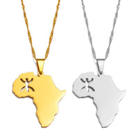 Anniyo 2.8CM Africa Map Berbers Pendant Necklaces African Berber Jewelry for Amazigh Women Men #234921