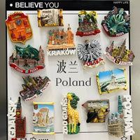 Poland 3D Fridge Magnets Tourism Souvenir Resin Refrigerator Magnets Sticker Collection Handicraft Gift Home Decoration Articles