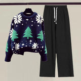 Women's Sweater New Christmas Tree Snow Youthful woman Clothes Long Sleeve Tops Blouse O-neck Sweatshirts Y2K Knitwear All-match