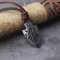 stainless steel Iron Color Viking spear Pendant Necklace with really cow leather chain As Men Gift