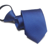 Zipper Ties For Men Women Striped Mens Tie For Business Wedding Skinny Neck Tie Casual Slim Blue deep Light navy blue Necktie