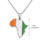 3CM Hip-Hop Africa Map Pendant Necklaces Stainless Steel Jewelry Kenya Mali Senegal Somalia Ghana Sierra Leone Liberia #350221