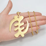 Anniyo 7.2cm Africa Symbol Pendant Necklaces Women Men Stainless Steel Adinkra Gye Nyame Ancient Egypt Jewelry Ghanaian @362921