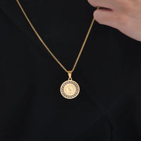 Men's Bible Verse Prayer Zircon Necklace,Stainless Steel Praying Hands Coin Medal Pendant Necklaces,Luxury Faith Jewelry Gift