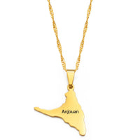 Anniyo Comoros Anjouan Island Map Pendant Necklaces Silver Color/Gold-Plated Ndzouani Jewelry #265921