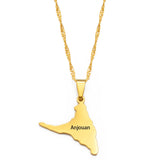 Anniyo Comoros Anjouan Island Map Pendant Necklaces Silver Color/Gold-Plated Ndzouani Jewelry #265921