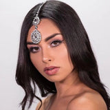 Boho Grecian Gem Pendant Rhinestone Forehead Jewelry Chain Indian Bridal Hair Clip Accessories Head Chain For Women Wedding Gift