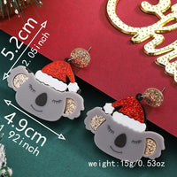 New Fashion Soldier King Pendant Earrings for Women Cute Animal Koala Rhinestone Bells Drop Earring New Year Holiday Jewelry