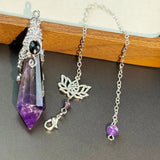 Silver Color 12 Faceted Natural Stone Crystal Pendant Pendulum for Divination 100% Clear Quartz Amethysts Pendulums Pendulo X334