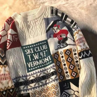 American Vintage Street Knit Sweater Christmas Long Sleeve Bear Pullover O Neck Loose Lazy Casual Top Harajuku Y2K Sweater