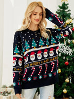 Autumn And Winter Christmas Tree Sweater Pullover Small Snowman Sweater New Fashion Elegant Casual Loose Top Sweater 2025