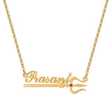 MYDIY Trisul Name Necklace Unisex Pendant Customized Neck Chain Personalised Tamil Necklace Telugu Name Necklace Gift for Women