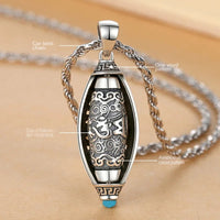 Fashion Six-character Scripture Buddha Necklace for Men and Women Retro Hollow Pattern Prayer Wheels Pendant Jewelry Accessories